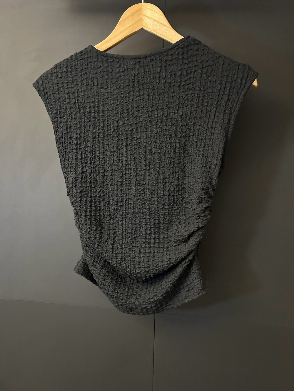 Sleeveless Textured Black Women's Top
